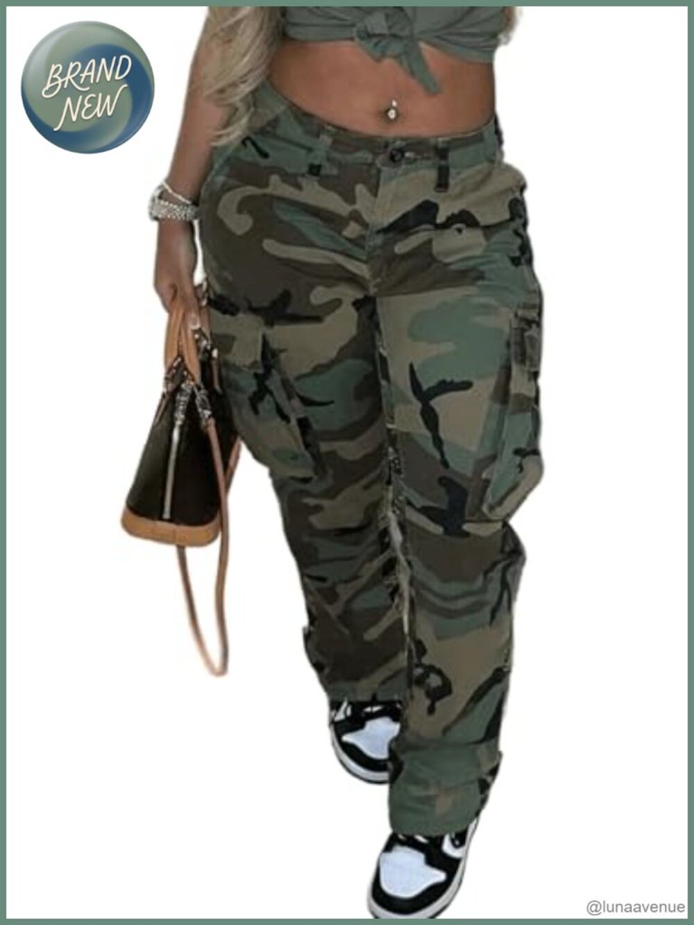 Women's Plus Size Camo Cargo Jogger Pants